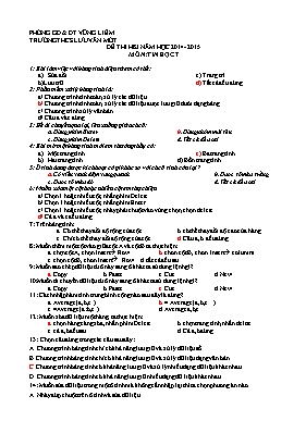 Đề thi học kì I năm học 2014 - 2015 môn Tin học 7 - Trường THCS Lưu Văn Mót